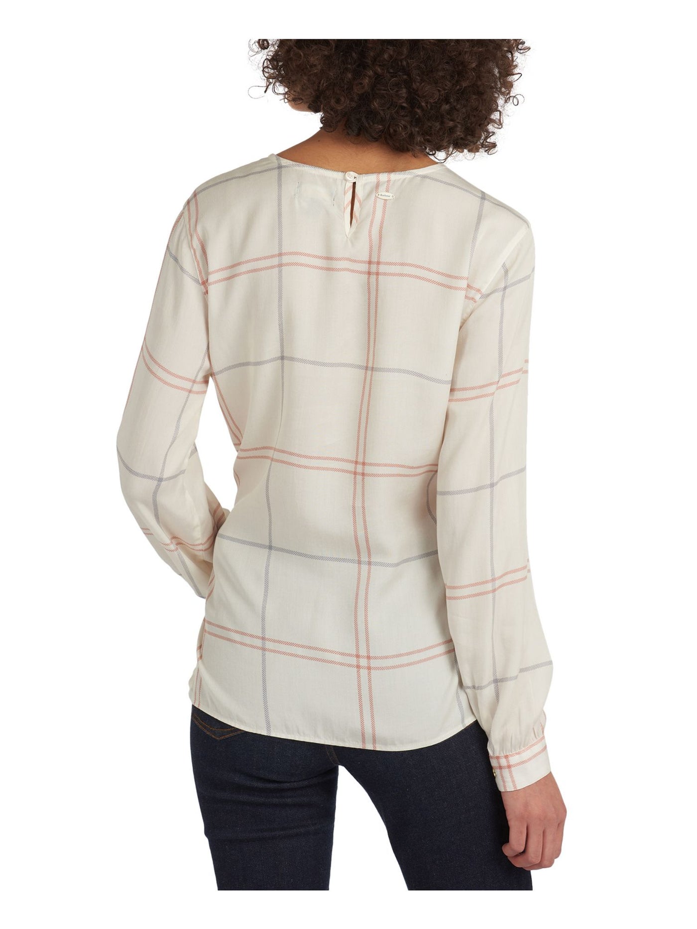 BARBOUR Womens Ivory Printed Crew Neck Wear To Work Top 6