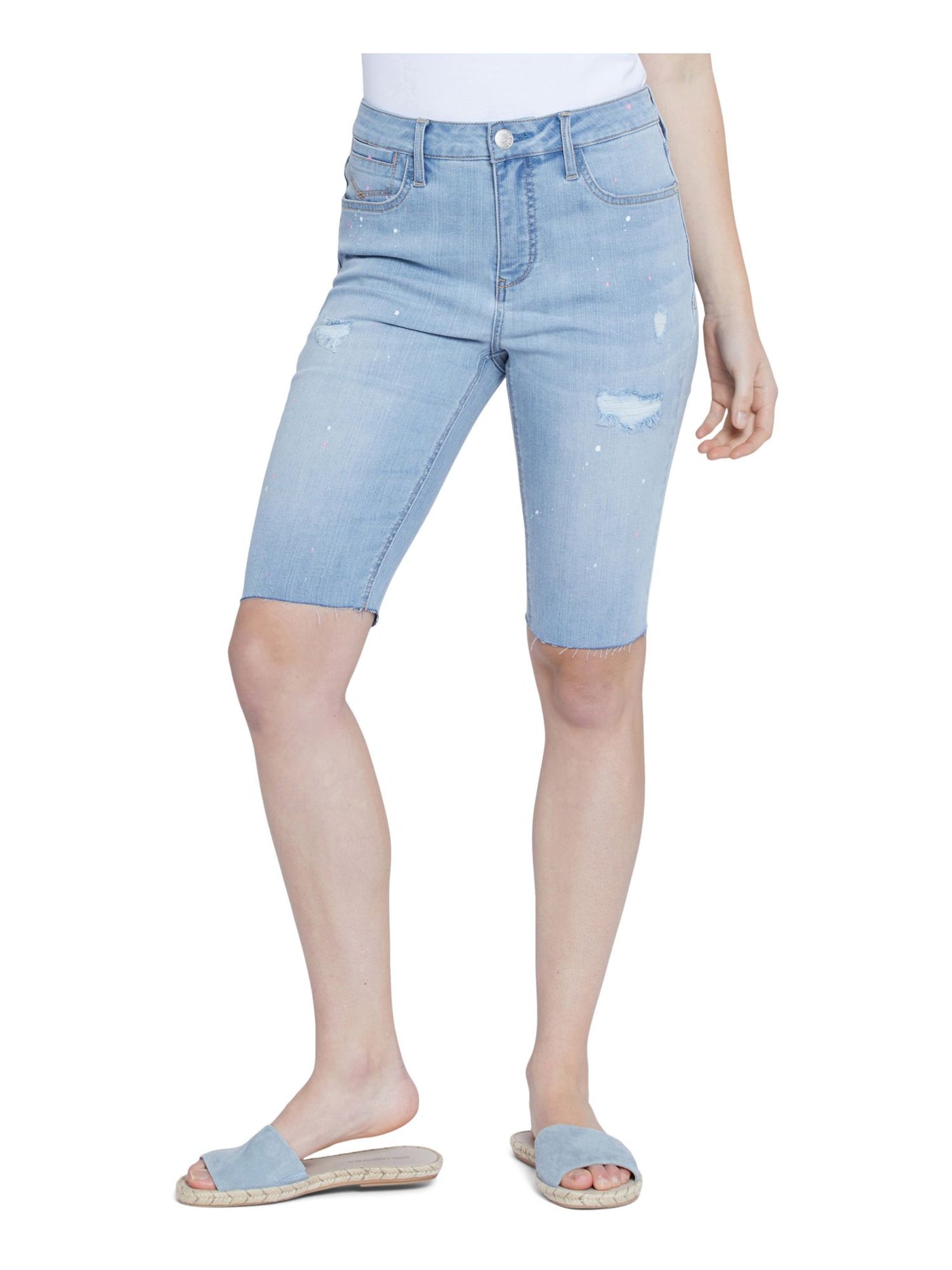 SEVEN7 Womens Stretch Distressed Raw Hem Bermuda Shorts