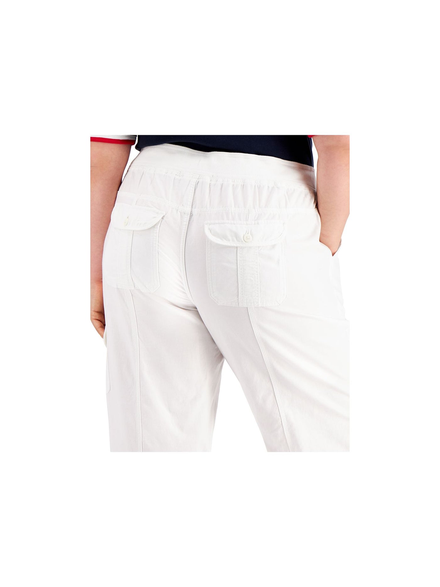 TOMMY HILFIGER Womens Pocketed Mid-rise Drawstring Straight Leg Straight leg Pants