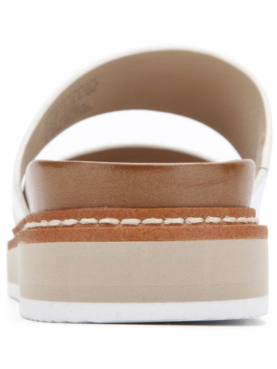 KENNETH COLE Womens White 1" Platform Cushioned Laney Open Toe Wedge Slip On Leather Slide Sandals Shoes 9 M