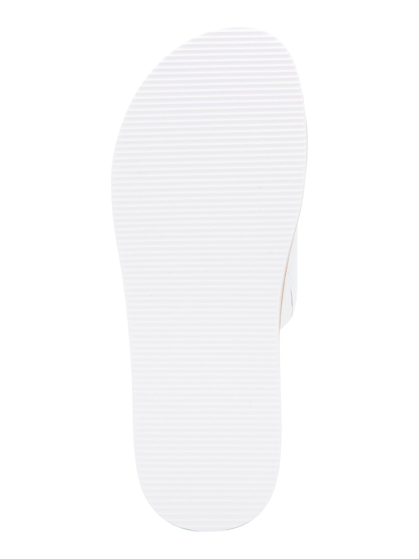 KENNETH COLE Womens White 1" Platform Cushioned Laney Open Toe Wedge Slip On Leather Slide Sandals Shoes M