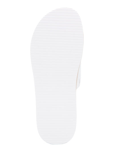 KENNETH COLE Womens White 1" Platform Cushioned Laney Open Toe Wedge Slip On Leather Slide Sandals Shoes M