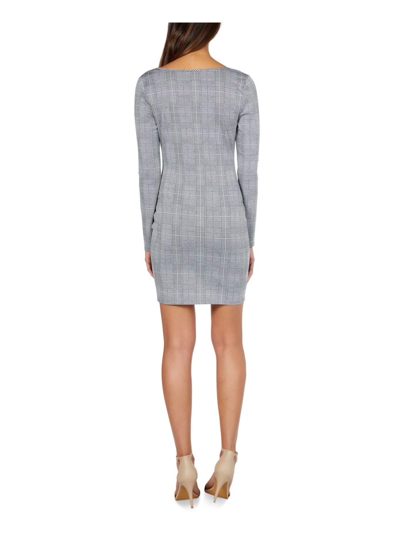 BEBE Womens Gray Stretch Long Sleeve Square Neck Short Party Body Con Dress  XL