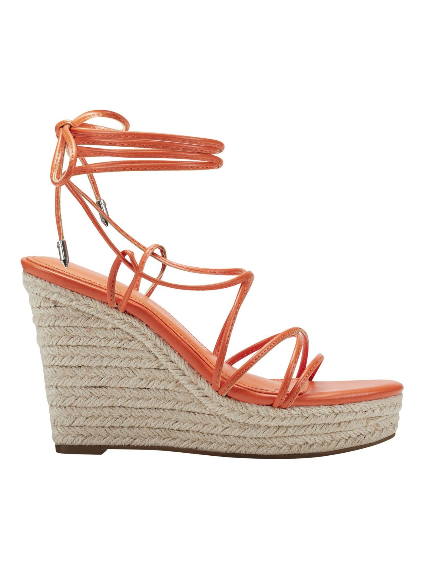 MARC FISHER Womens Orange 1" Platform Lace Strappy Kyle Almond Toe Wedge Buckle Dress Espadrille Shoes 10 M