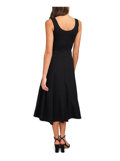 MSK Womens Black Stretch Sleeveless Scoop Neck Midi Fit + Flare Dress XL