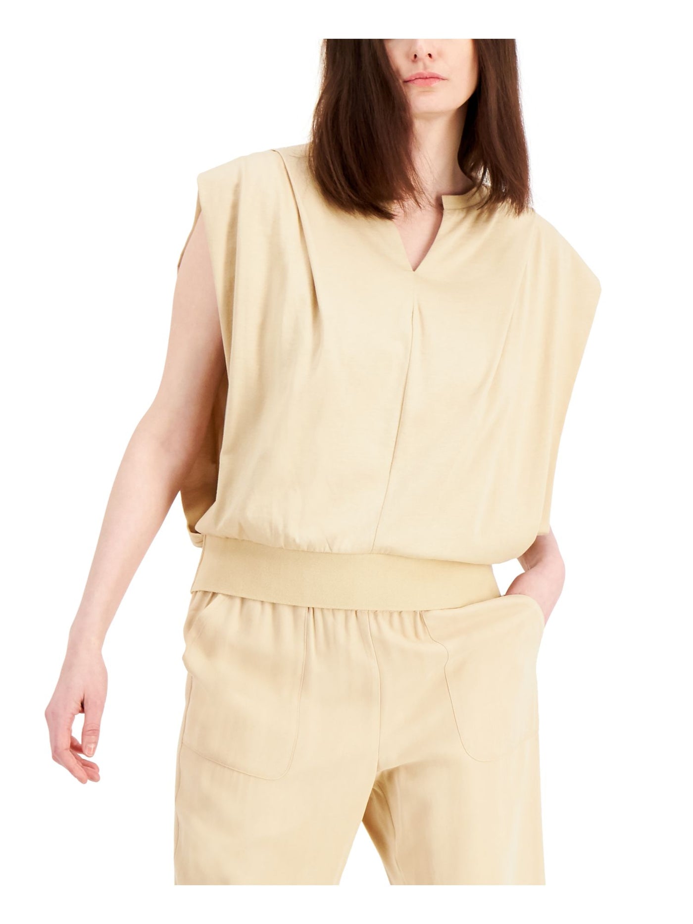 ALFANI Womens Sleeveless Blouson Top
