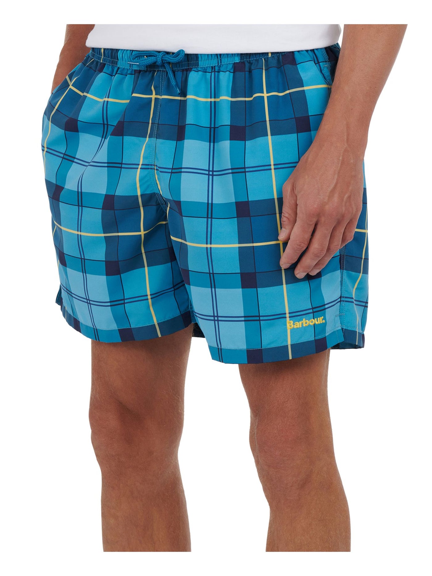 BARBOUR Mens Swimwear Aqua Plaid Stretch Shorts S