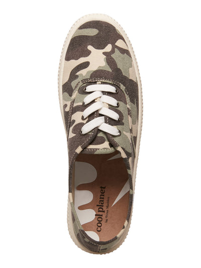 COOL PLANET BY STEVE MADDEN Womens Beige Camouflage Padded Stream Round Toe Lace-Up Sneakers Shoes 5.5 M