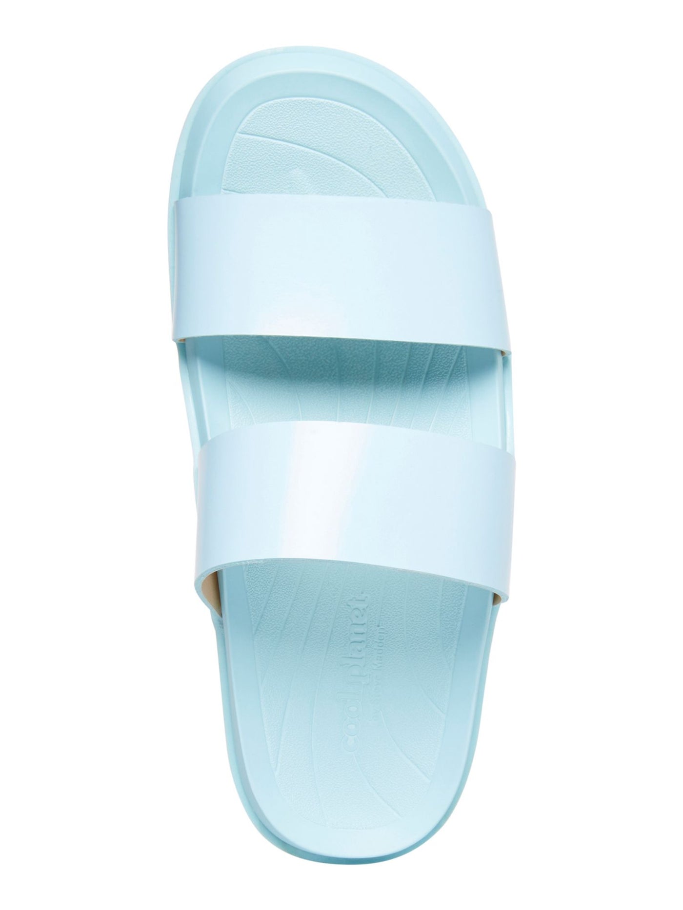 COOL PLANET BY STEVE MADDEN Womens Light Blue Comfort Arch Support Libraa Round Toe Wedge Slip On Slide Sandals Shoes 6.5 M