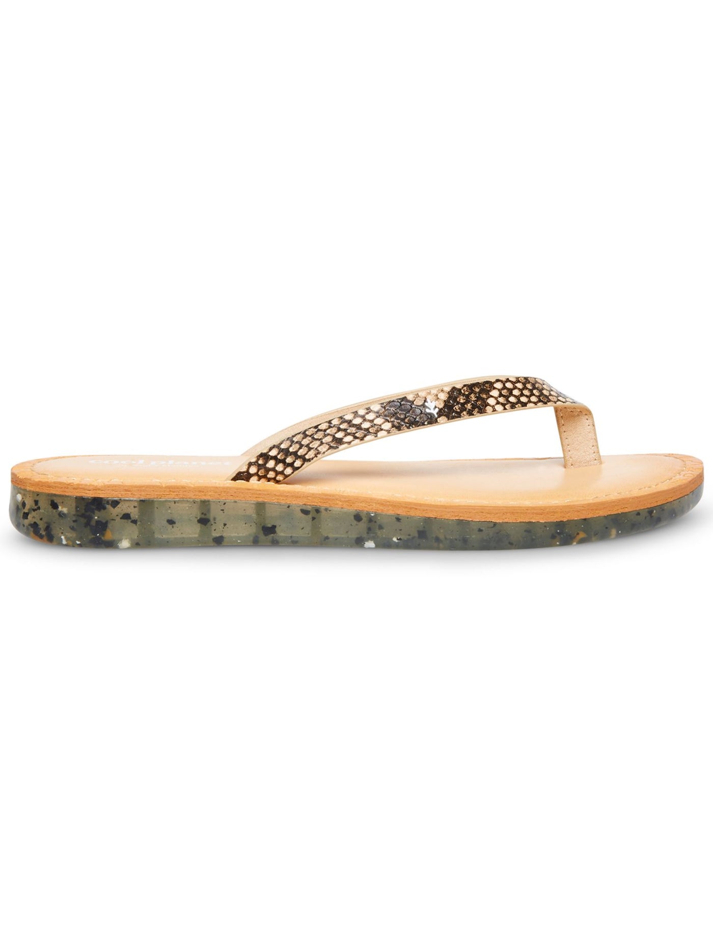 COOL PLANET BY STEVE MADDEN Womens Beige Croco Planet Round Toe Slip On Flip Flop Sandal 8.5 M