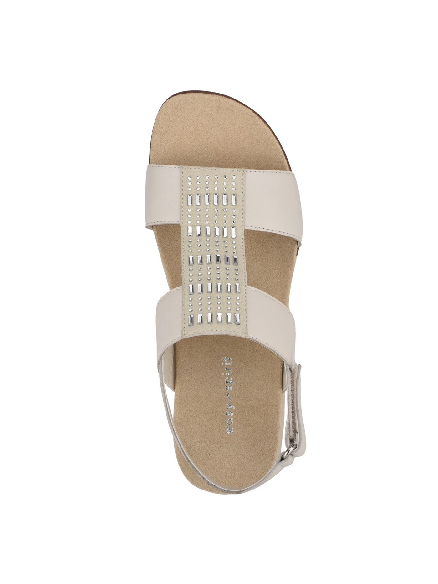 EASY SPIRIT Womens Gold Mixed Media Adjustable Arch Support Goring Comfort Rhinestone Metallic Hazel Round Toe Wedge Slingback Sandal 6.5 M