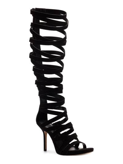 INC Womens Black Allover Crisscross Strapping Padded Lennox Round Toe Stiletto Zip-Up Dress Heeled Gladiator Sandal 6 M