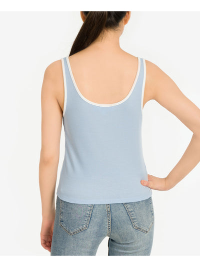 HIPPIE ROSE Womens Light Blue Stretch Ribbed Sleeveless V Neck Tank Top XL