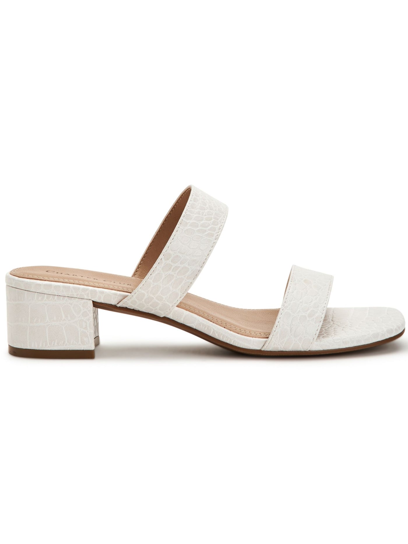 CHARTER CLUB Womens White Croco Print Vernaa Square Toe Block Heel Slip On Dress Sandals 11 M