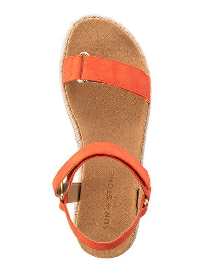SUN STONE Womens Coral Metallic Accent Ankle Strap Braided Rylaan Round Toe Wedge Sandals 9 M