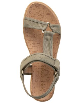 SUN STONE Womens Green Metallic Hardware Lug Sole Strappy Zoeyy Round Toe Wedge Sandals Shoes M