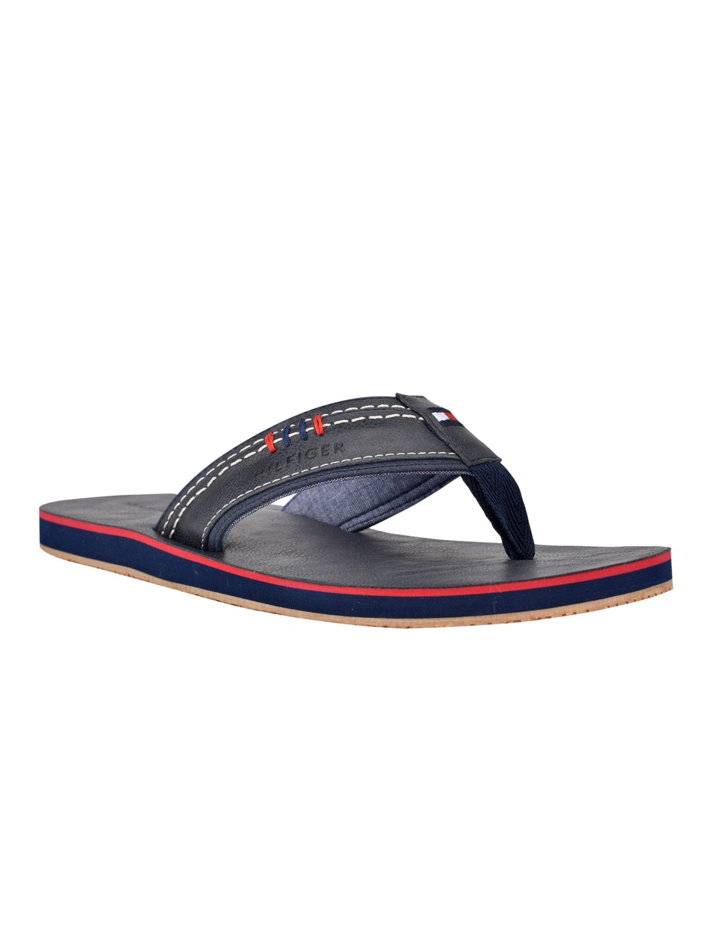 TOMMY HILFIGER Mens Navy Padded Destino Round Toe Slip On Flip Flop Sandal 13 M