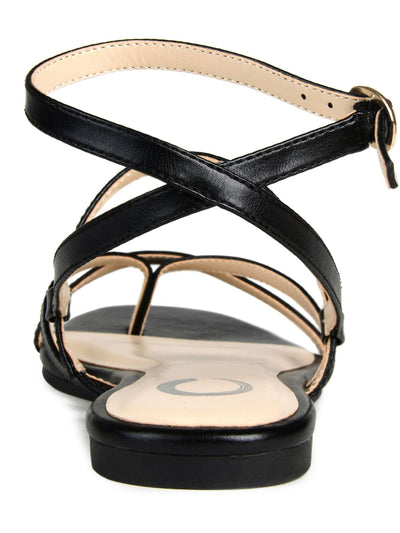 JOURNEE COLLECTION Womens Black Padded Strappy Adjustable Ankle Strap Serissa Open Toe Buckle Thong Sandals Shoes 9.5