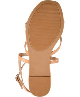 JOURNEE COLLECTION Womens Beige Crisscross Straps Ankle Strap Serissa Round Toe Buckle Thong Sandals Shoes