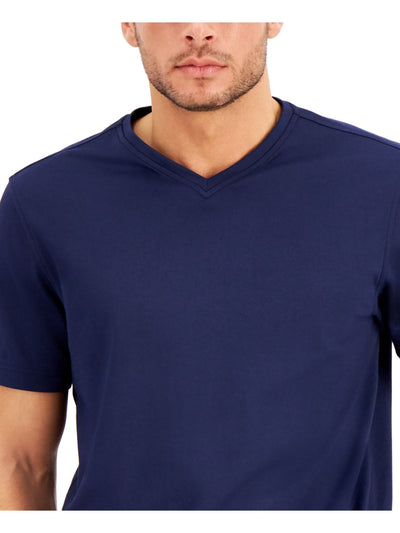 TASSO ELBA Mens Blue V Neck Classic Fit Shirt S