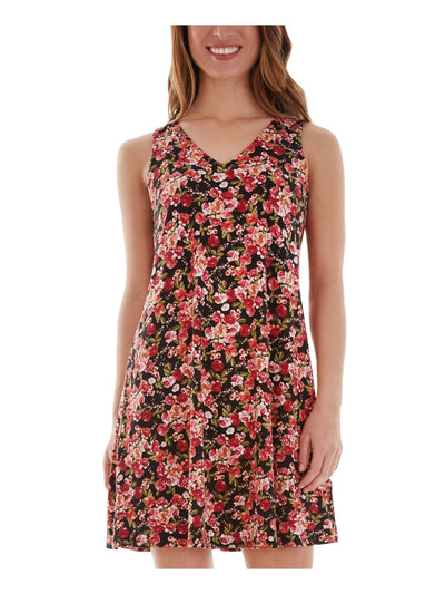 BCX DRESS Womens Sleeveless Lace Up Back V Neck Mini Shift Dress