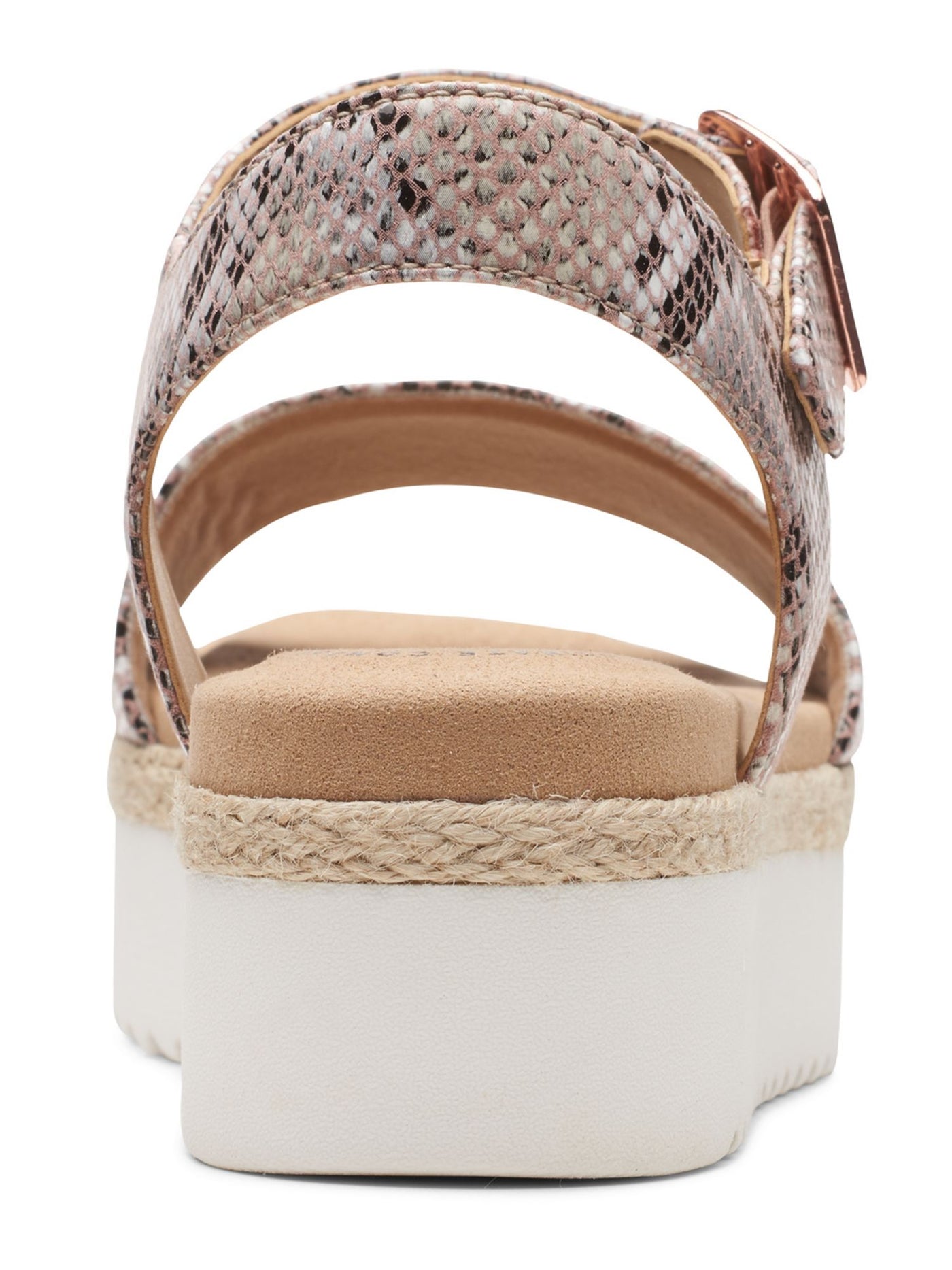 COLLECTION BY CLARKS Womens Beige Snake Print Espadrille Lightweight Adjustable Strap Cushioned Lana Shore Round Toe Platform Buckle Slingback Sandal 10 M