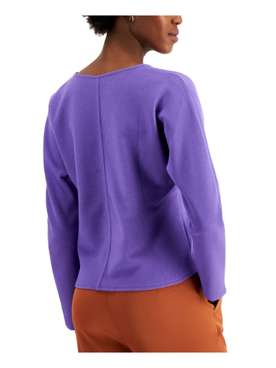 ALFANI Womens Purple V Neck Sweater S