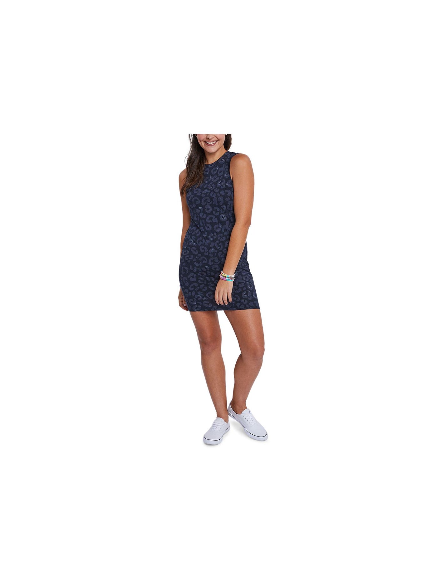 SUNDOWN BY SPLENDID Womens Navy Crew Neck Mini Body Con Dress S