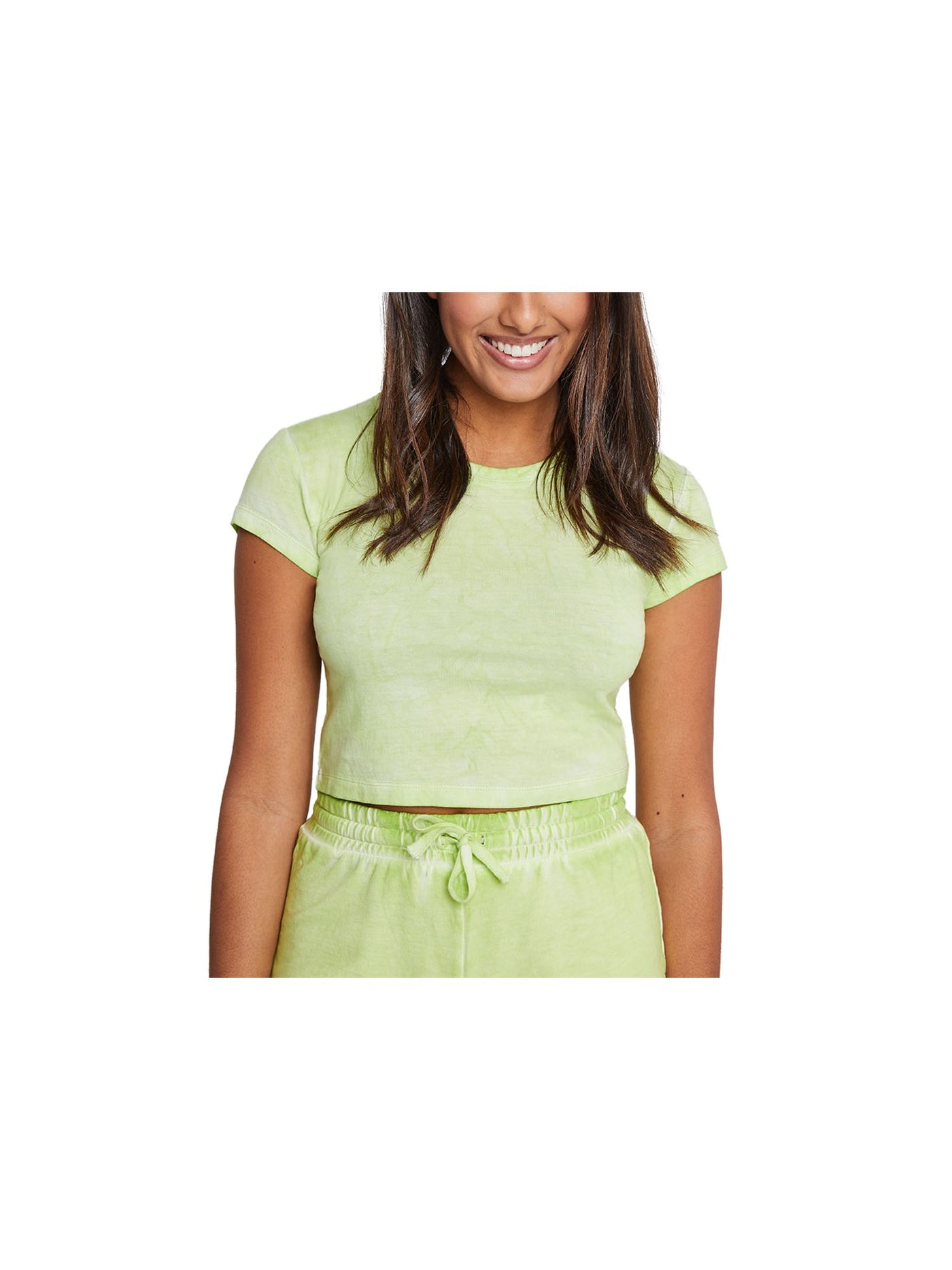 SPLENDID Womens Green Short Sleeve Crew Neck Crop Top M