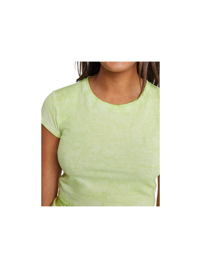 SPLENDID Womens Green Short Sleeve Crew Neck Crop Top M