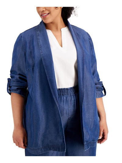 BAR III Womens Roll-tab Sleeve Jacket