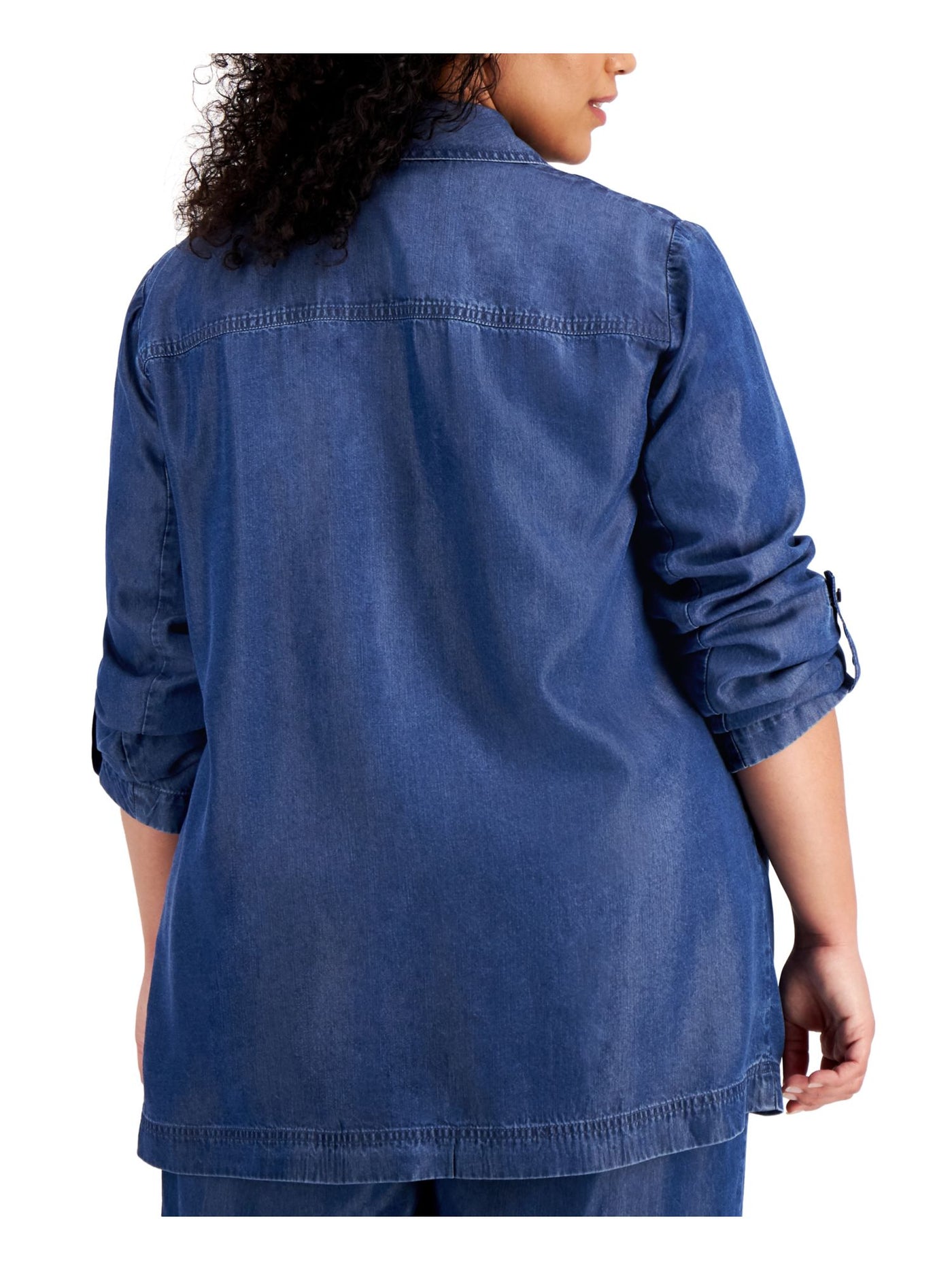 BAR III Womens Roll-tab Sleeve Jacket