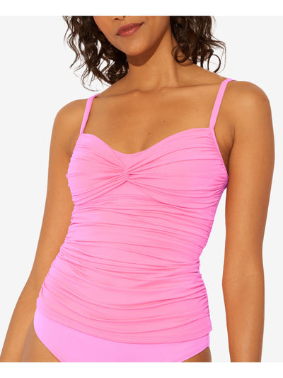 BLEU Women's Pink Stretch Sweetheart Adjustable Twist Shout Tankini Swimsuit Top 8