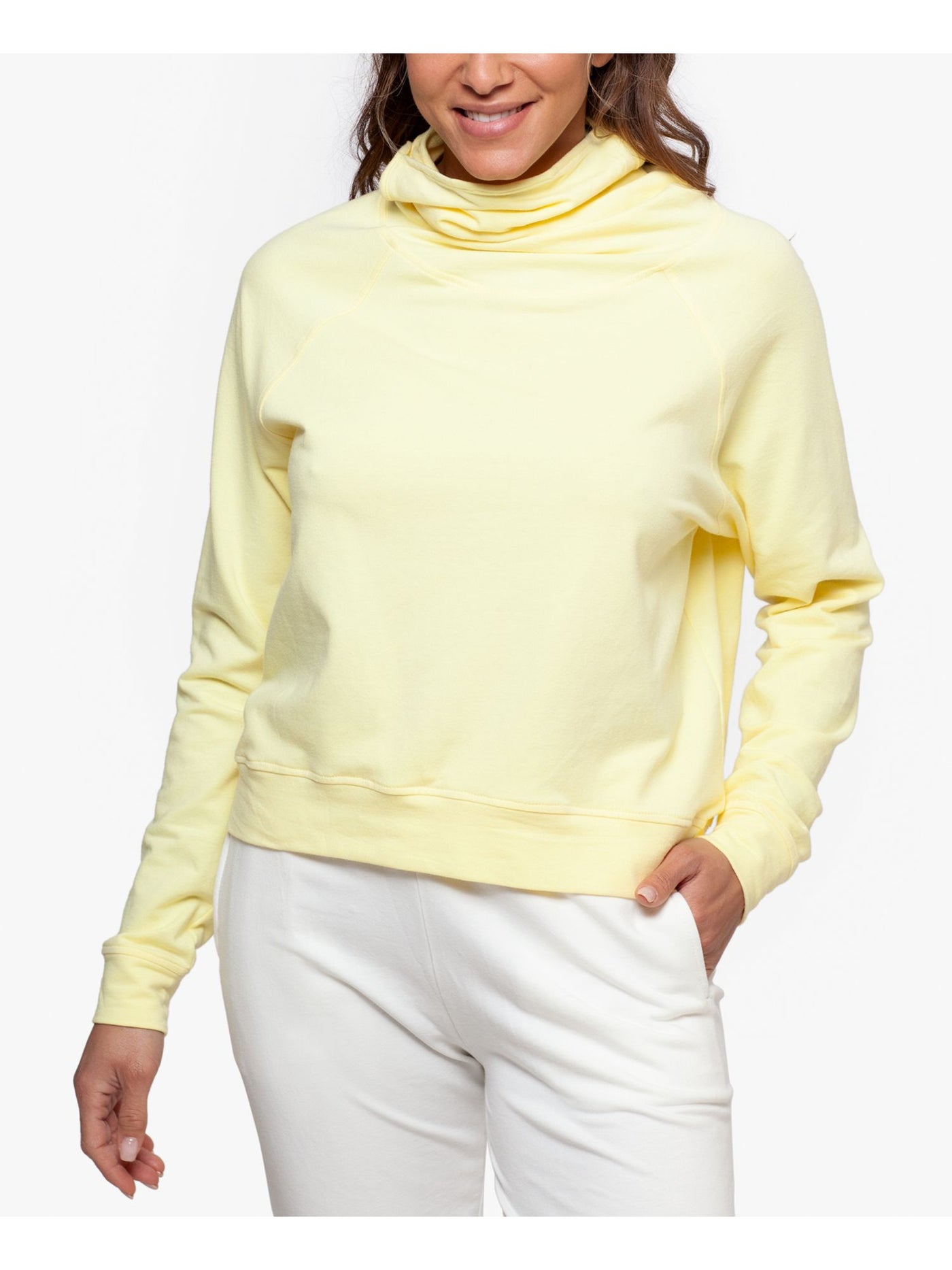 BAM BY BETSY & ADAM Womens Yellow Stretch Long Sleeve Crew Neck Sweatshirt M