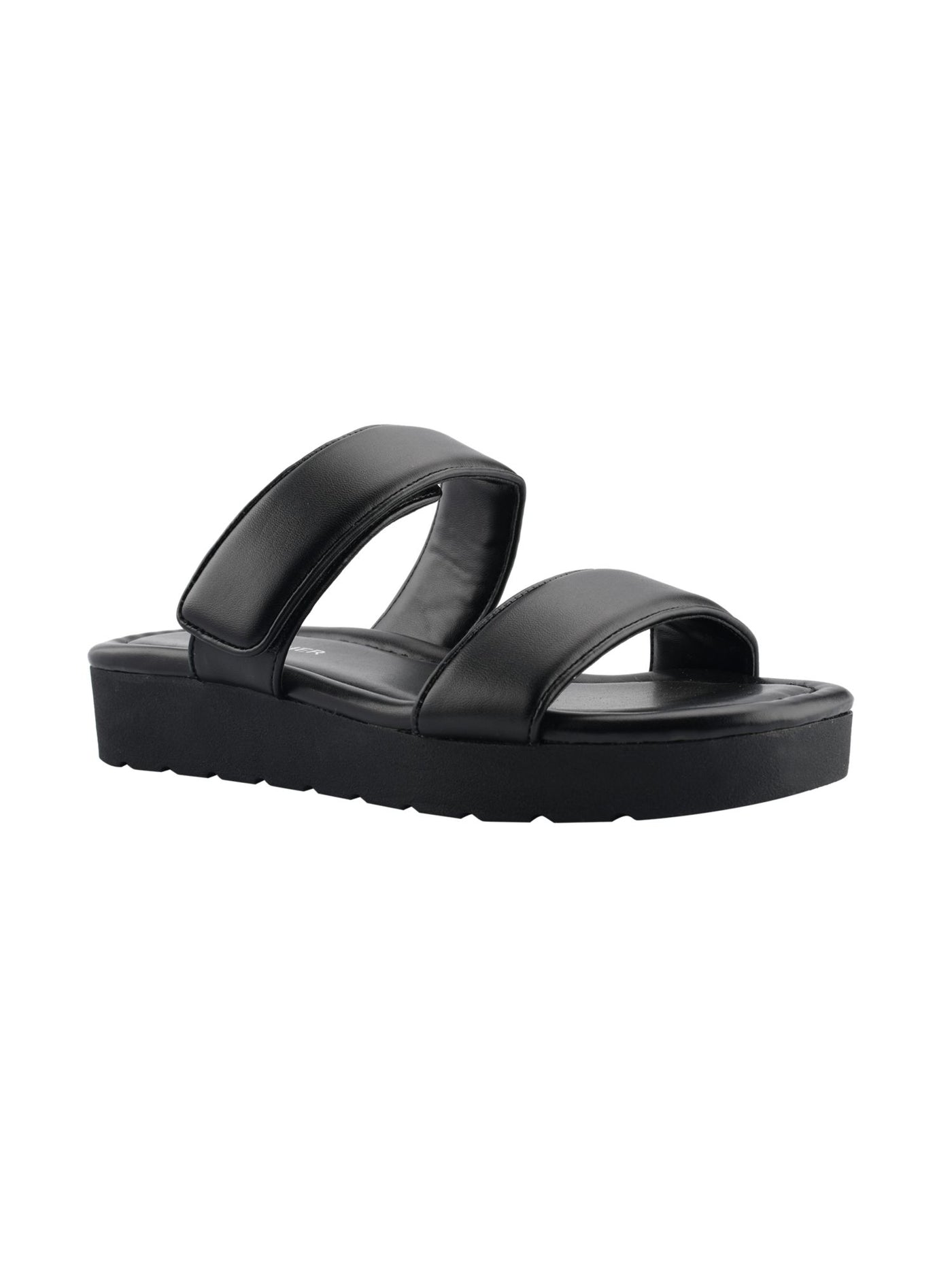 MARC FISHER Womens Black Flatform Strappy Kina Square Toe Sandals Shoes 9 M