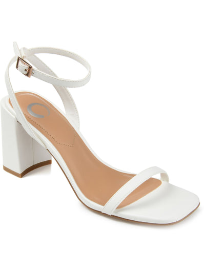 JOURNEE COLLECTION Womens White Padded Ankle Strap Chasity Open Toe Block Heel Buckle Dress Heeled Sandal 8.5