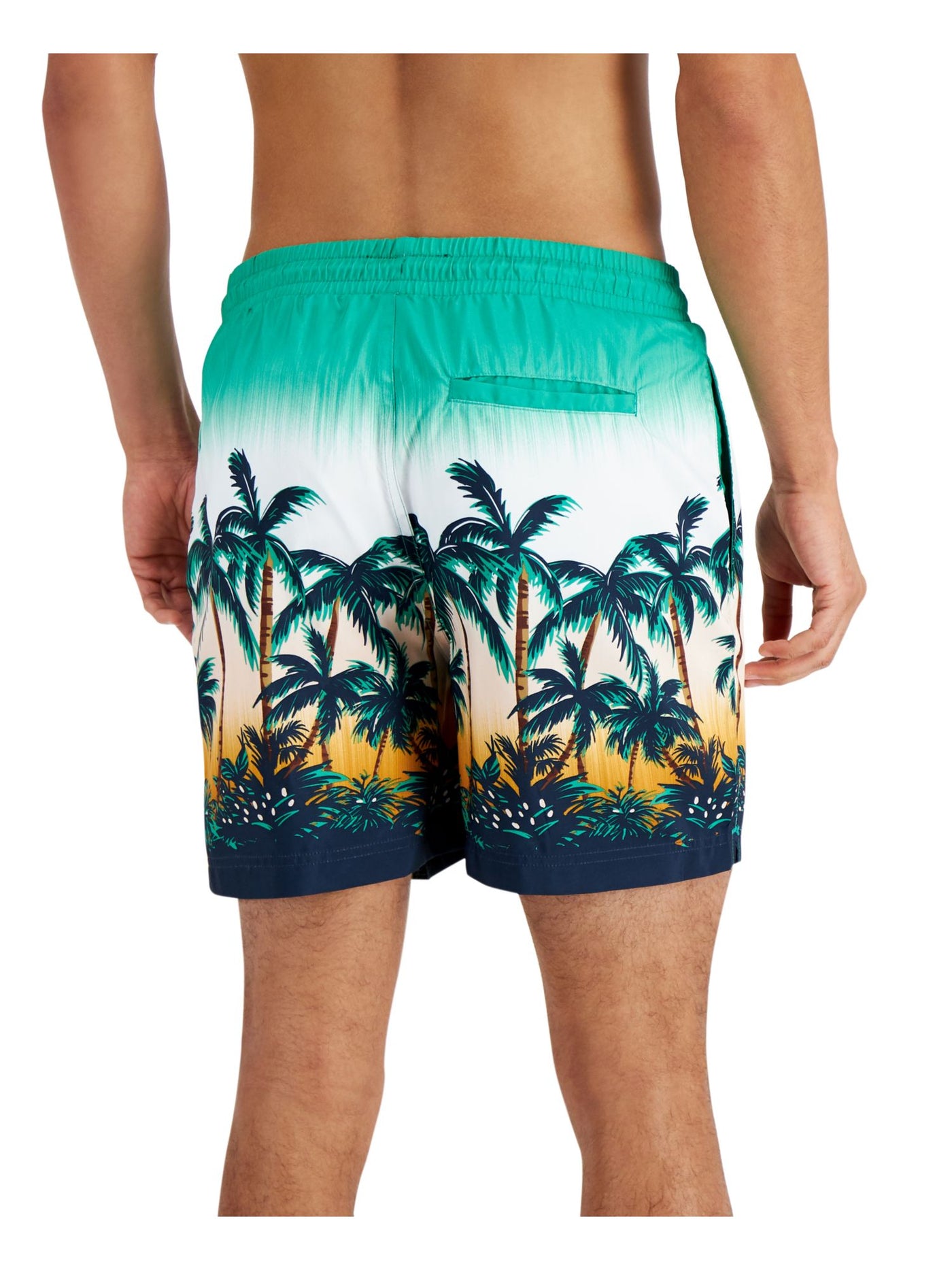 INC Mens Green Active Drawstring Printed Regular Fit Quick-Dry Swim Trunks XXL