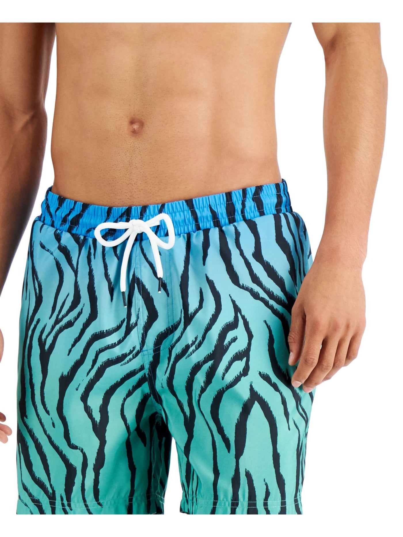 INC Mens Green Drawstring, Regular Fit Quick-Dry Swim Trunks S