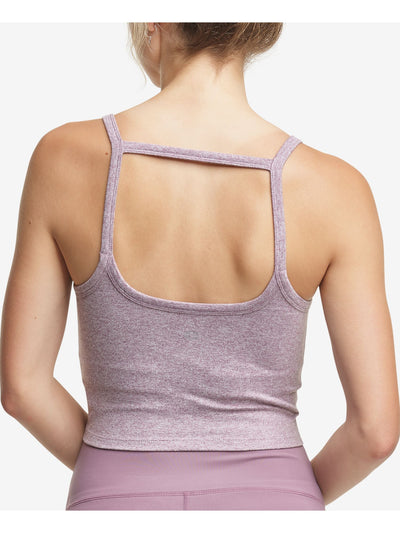 CHAMPION Womens Purple Stretch Moisture Wicking Cropped Low Back With Strap Heather Sleeveless V Neck Tank Top XL