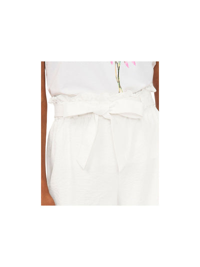 RILEY&RAE Womens White Stretch Belted Paperbag Pull-on Shorts S