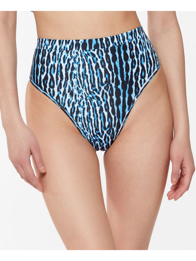 JESSICA SIMPSON Women's Blue Printed Binded-Waist Full-Coverage Sassy Safari High Waisted Swimsuit Bottom S