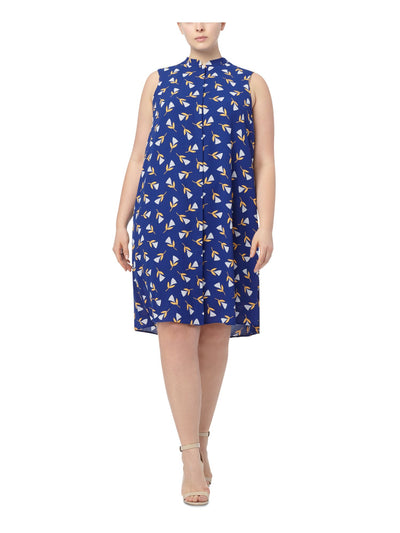 ANNE KLEIN Womens Sleeveless Mandarin Collar Above The Knee Party Shift Dress