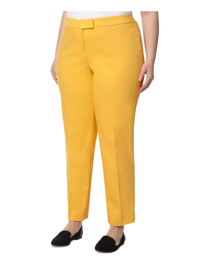 ANNE KLEIN Womens Yellow Pocketed Zippered Hook And Bar Closure Wear To Work Straight leg Pants Plus 22W