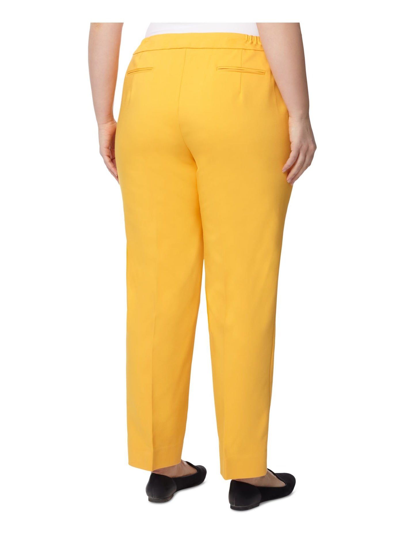 ANNE KLEIN Womens Yellow Pocketed Zippered Hook And Bar Closure Wear To Work Straight leg Pants Plus 22W