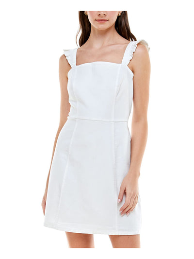 Rosie Harlow Womens White Stretch Zippered Sleeveless Square Neck Short Sheath Dress Juniors XXL