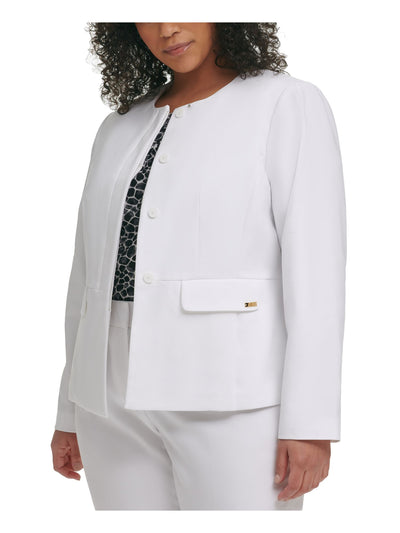 CALVIN KLEIN Womens White Wear To Work Blazer Jacket Plus 24W