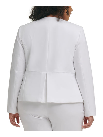 CALVIN KLEIN Womens White Wear To Work Blazer Jacket Plus 18W