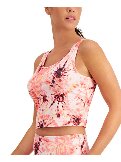 IDEOLOGY Womens Pink Moisture Wicking Short Length Tie Dye Sleeveless Round Neck Tank Top XS