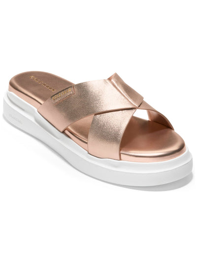 COLE HAAN Womens Pink Cushioned Grandpro Crisscross Round Toe Platform Slip On Leather Slide Sandals 6.5 B