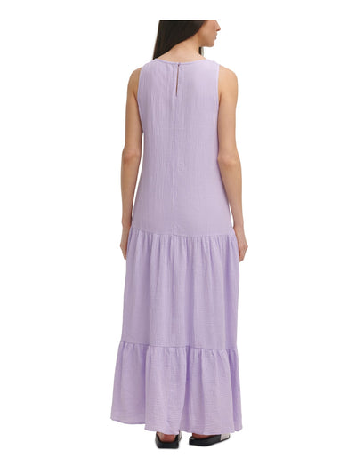 CALVIN KLEIN Womens Purple Sleeveless Scoop Neck Shift Dress M